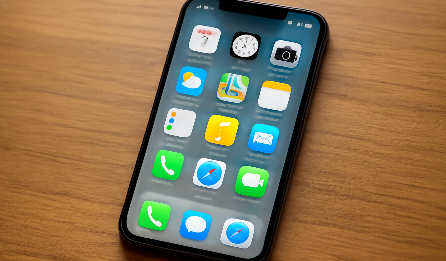 smartphone affichant liste d'applications sur table