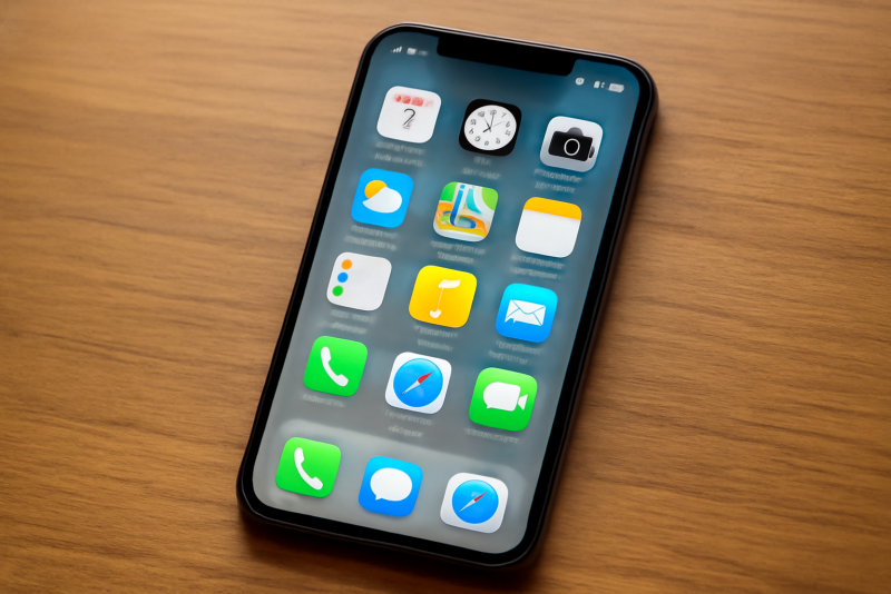 smartphone affichant liste d'applications sur table