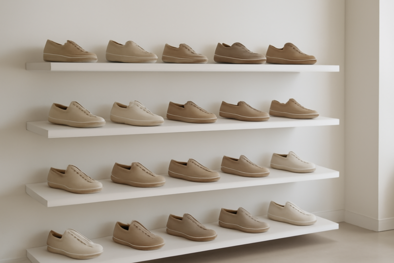 rayon de chaussures neutres dans magasin minimaliste