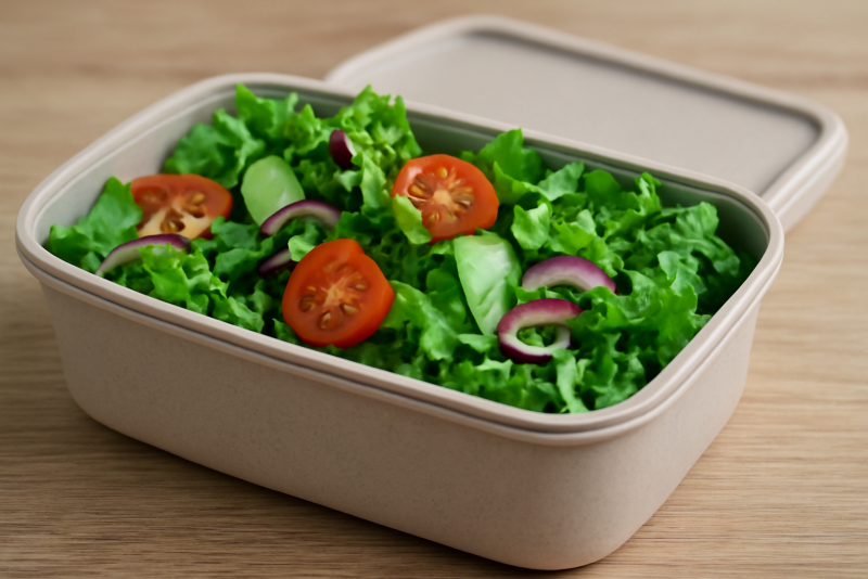 boite repas reutilisable remplie de salade