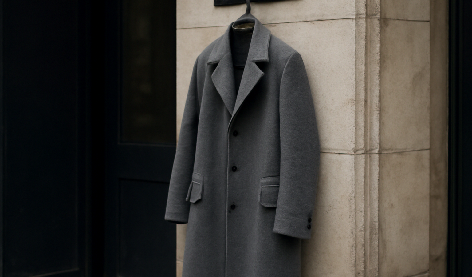 manteau posé sur patère d'entrée urbaine