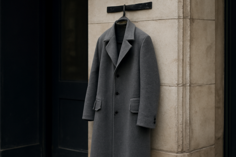 manteau posé sur patère d'entrée urbaine