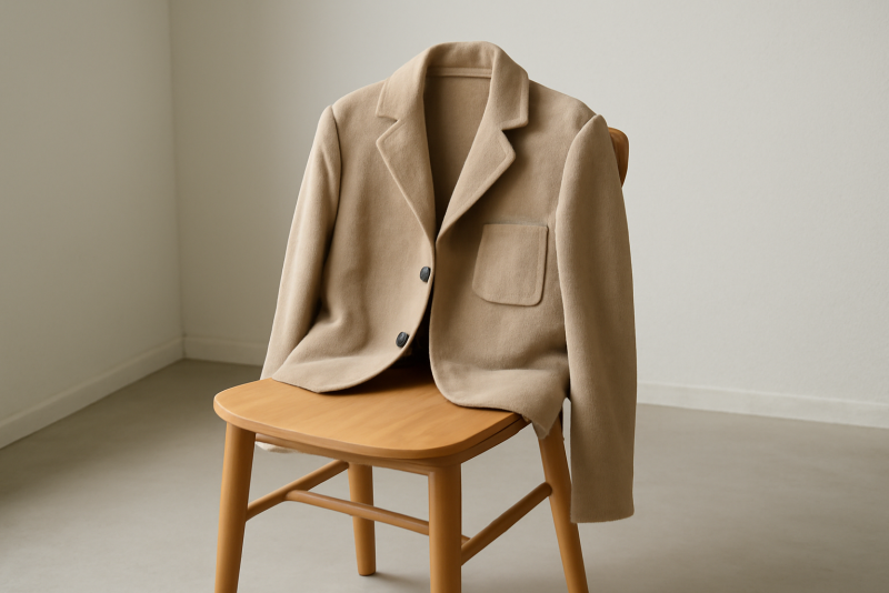 veste posée sur chaise atelier minimaliste
