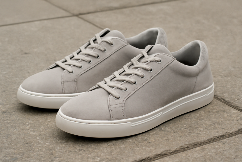 paire de baskets posees sur trottoir