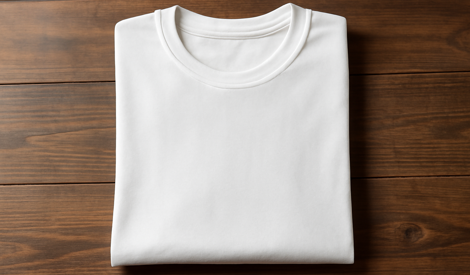 tshirt basique plié sur table en bois