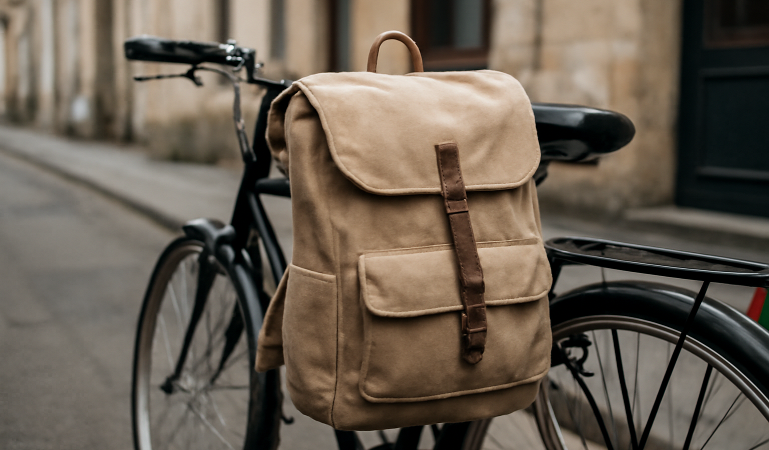sac a dos sur bicyclette en rue