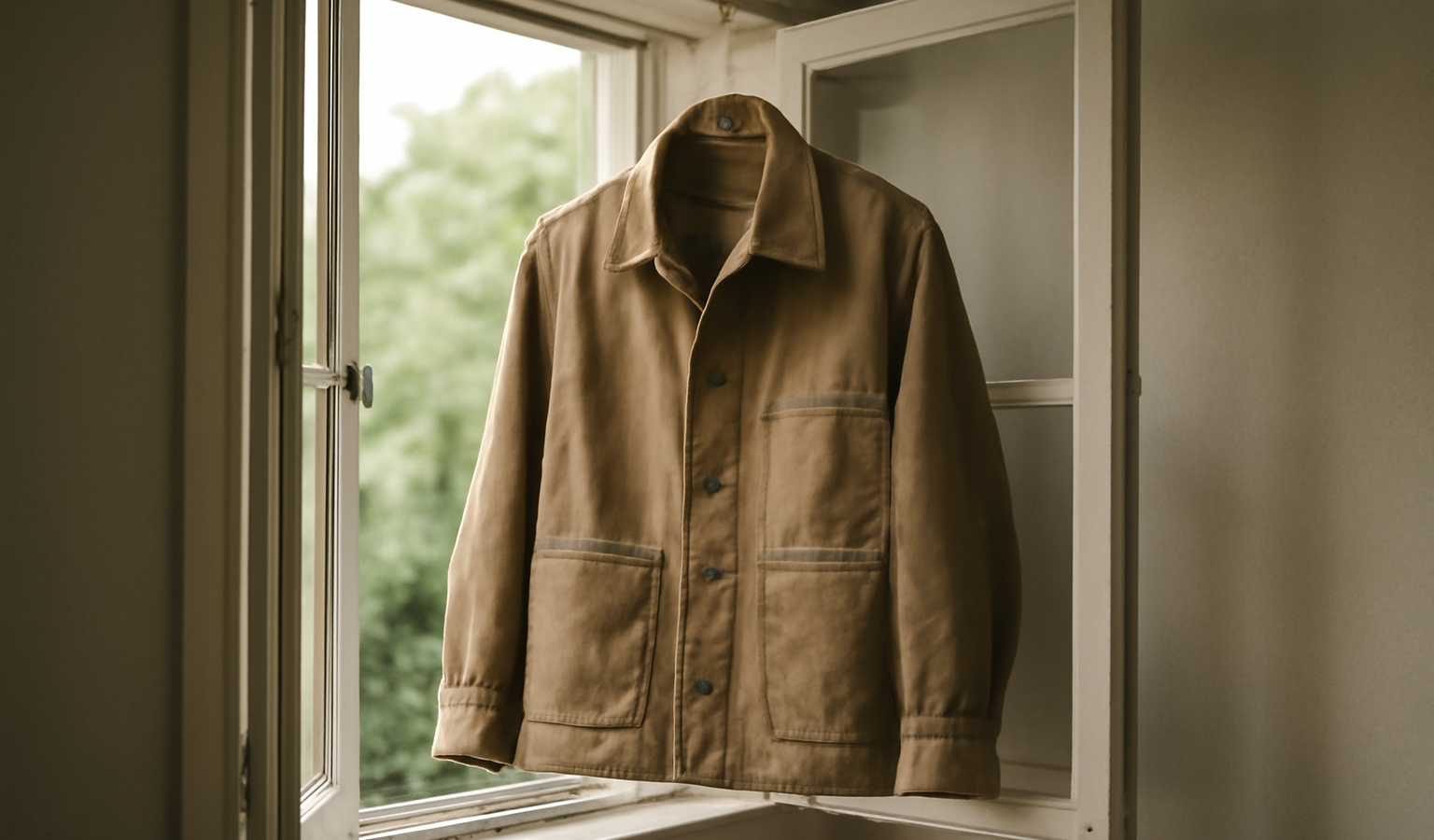 veste suspendue pres fenetre aerer