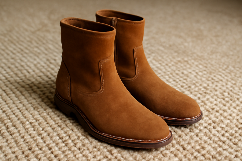 bottes en daim posées sur un tapis