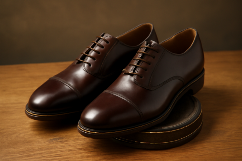paire de chaussures sur caisse a cirage