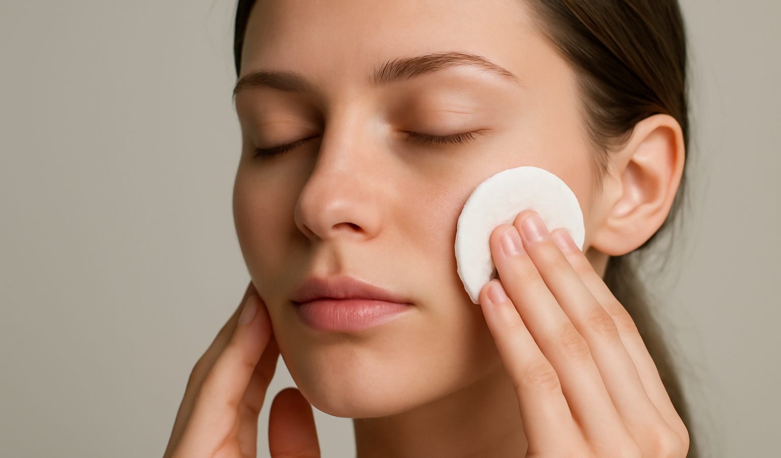 mains essuyant visage avec coton