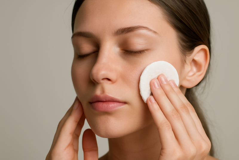 mains essuyant visage avec coton