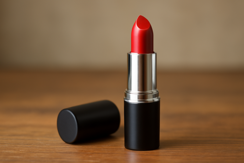 tube de rouge a levres ouvert sur table