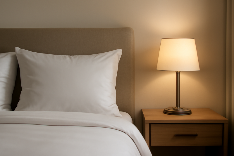 oreiller lampe chevet dans appartement