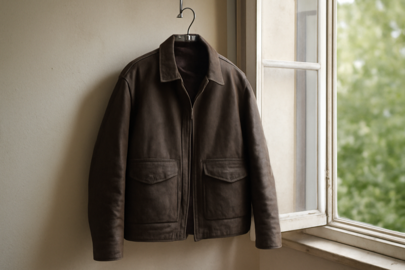 blouson pendu près d'une fenêtre ouverte