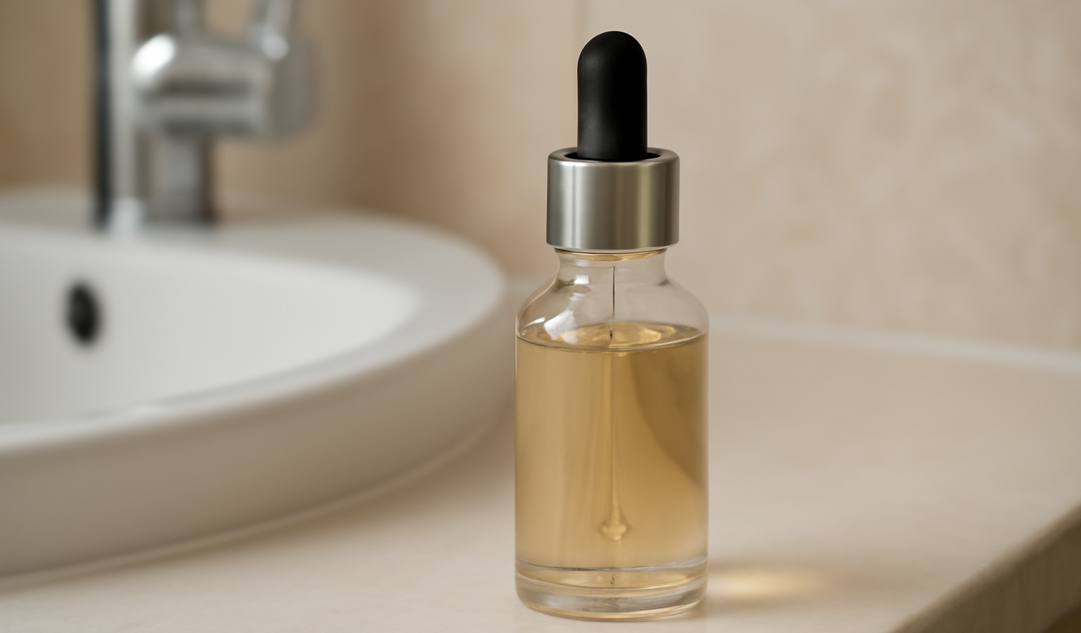flacon de serum sur vasque