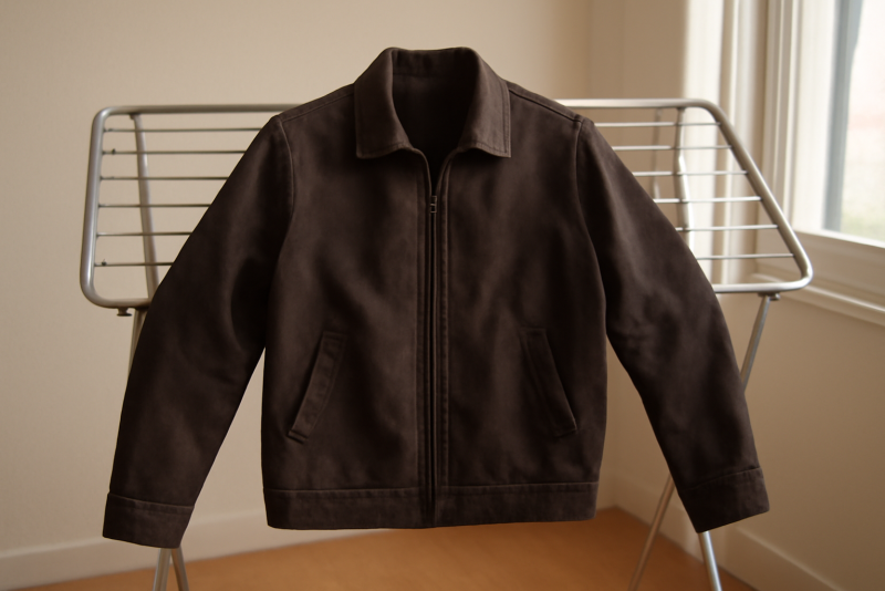 veste etendue sur un sechoir interieur