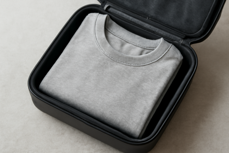 tshirt plie dans une valise compacte