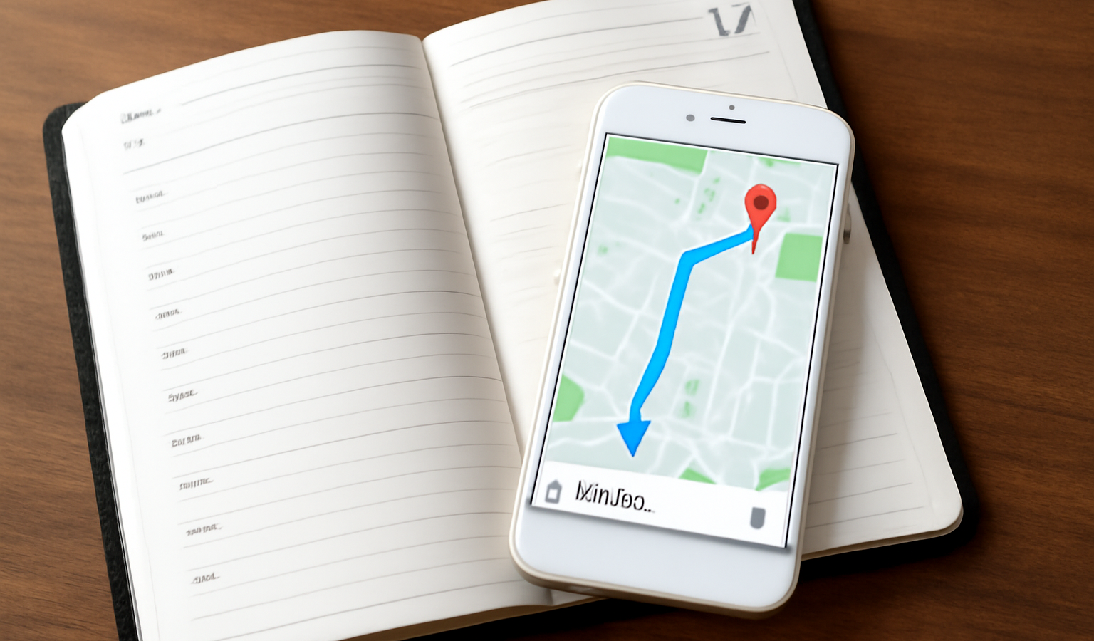 agenda ouvert avec itineraire sur smartphone