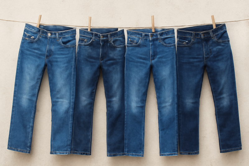 jeans étalés sur corde à linge