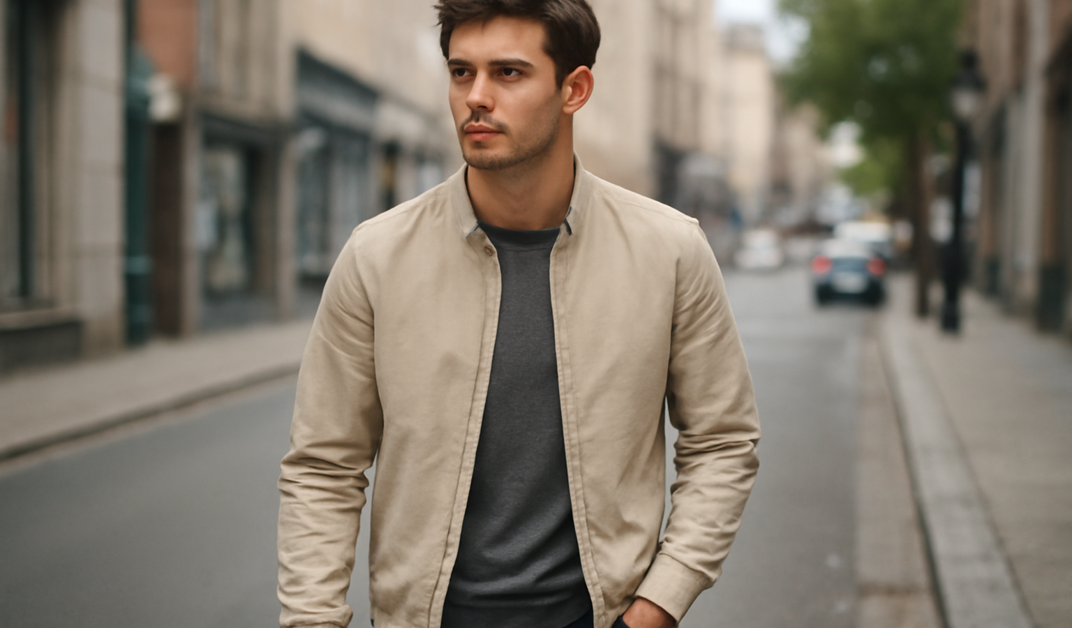 personne portant veste légère en rue
