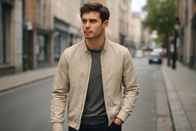personne portant veste légère en rue