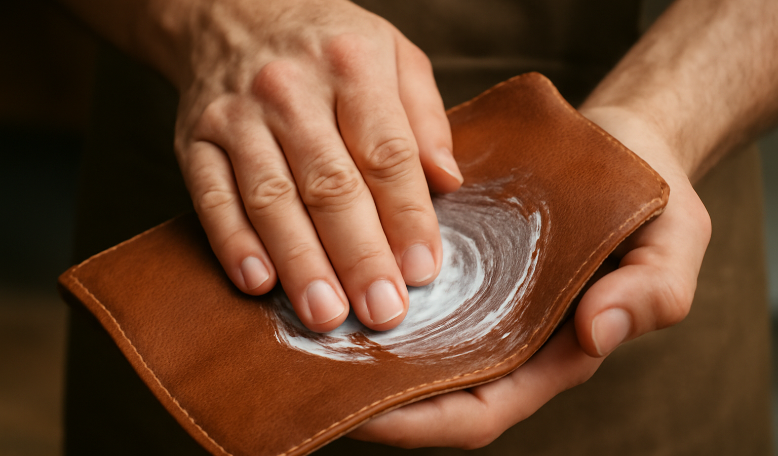 mains rendant du cuir plus souple avec crème