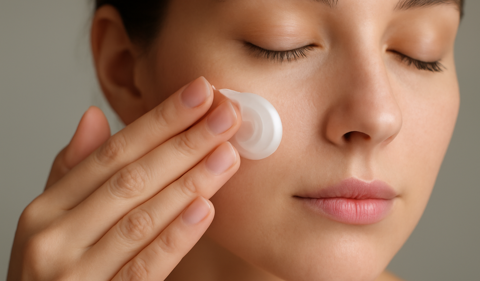 mains appliquant une crème légère sur visage