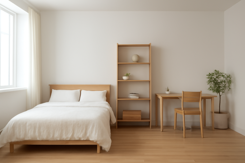 intérieur d'un studio minimaliste bien rangé