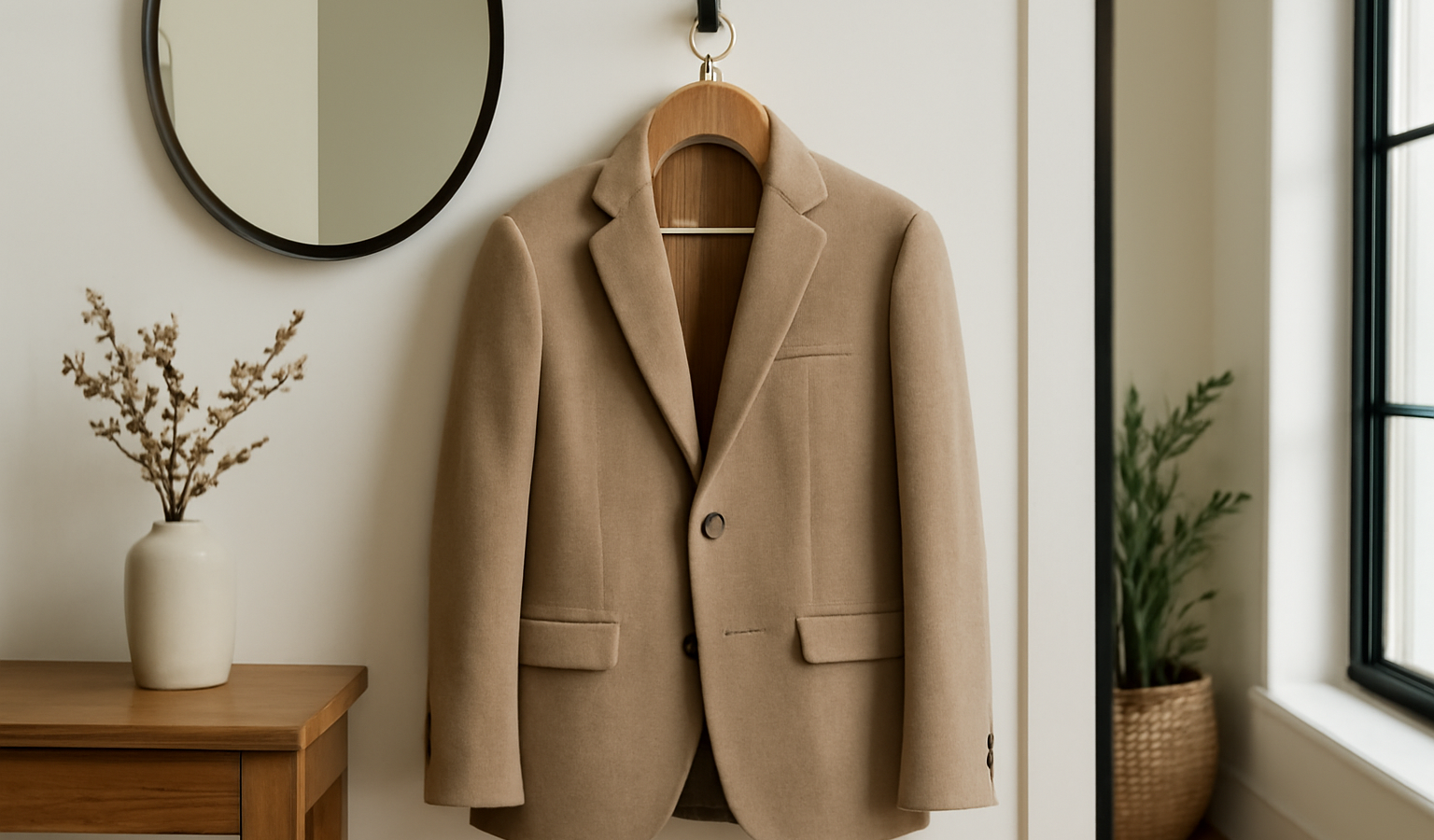 veste sur cintre dans entrée stylée