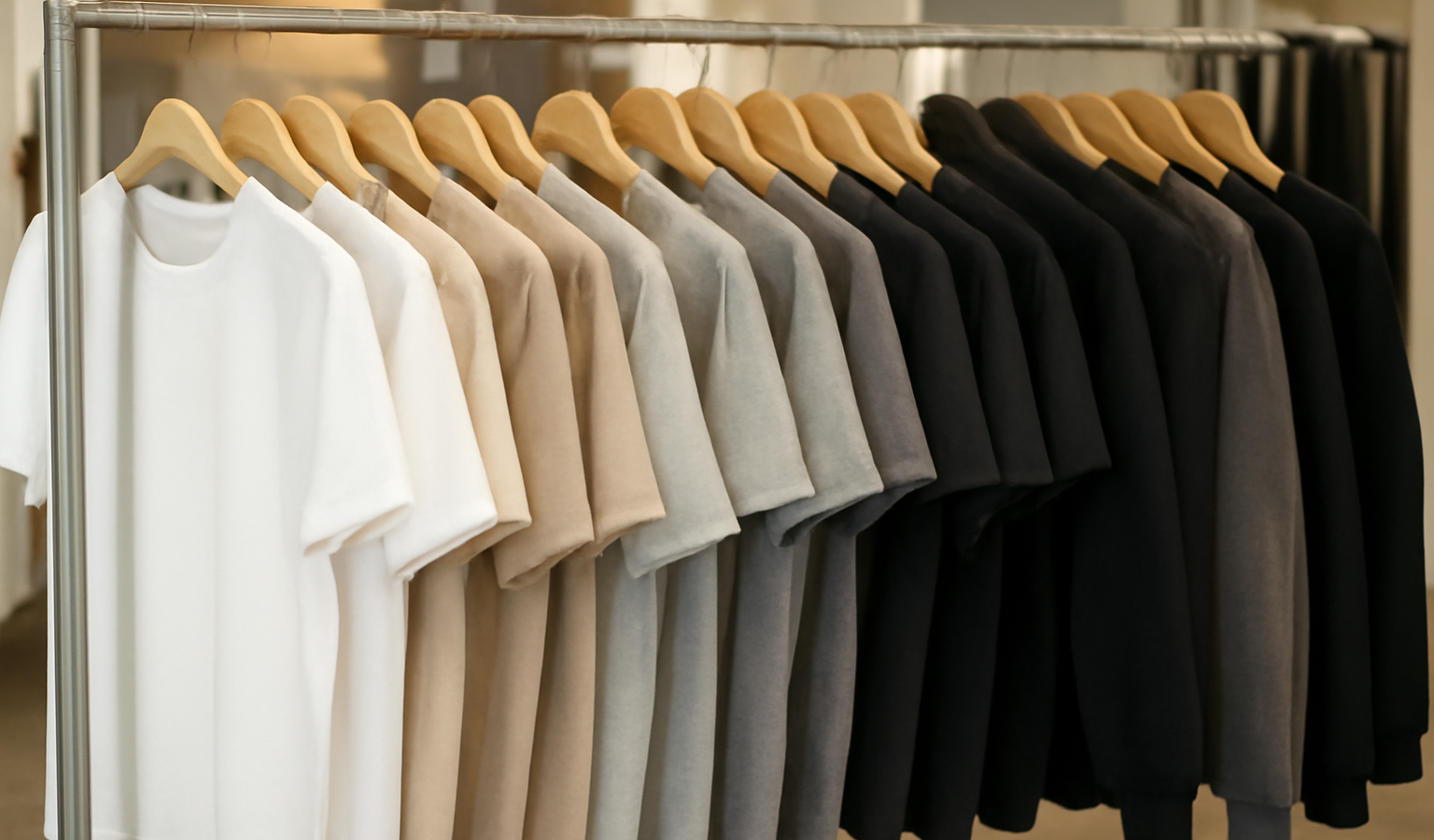 rayon de vêtements basiques en boutique