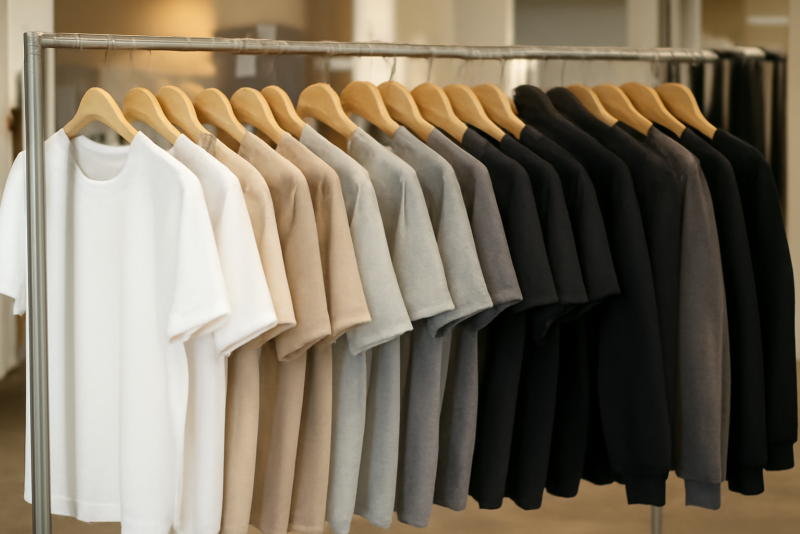 rayon de vêtements basiques en boutique