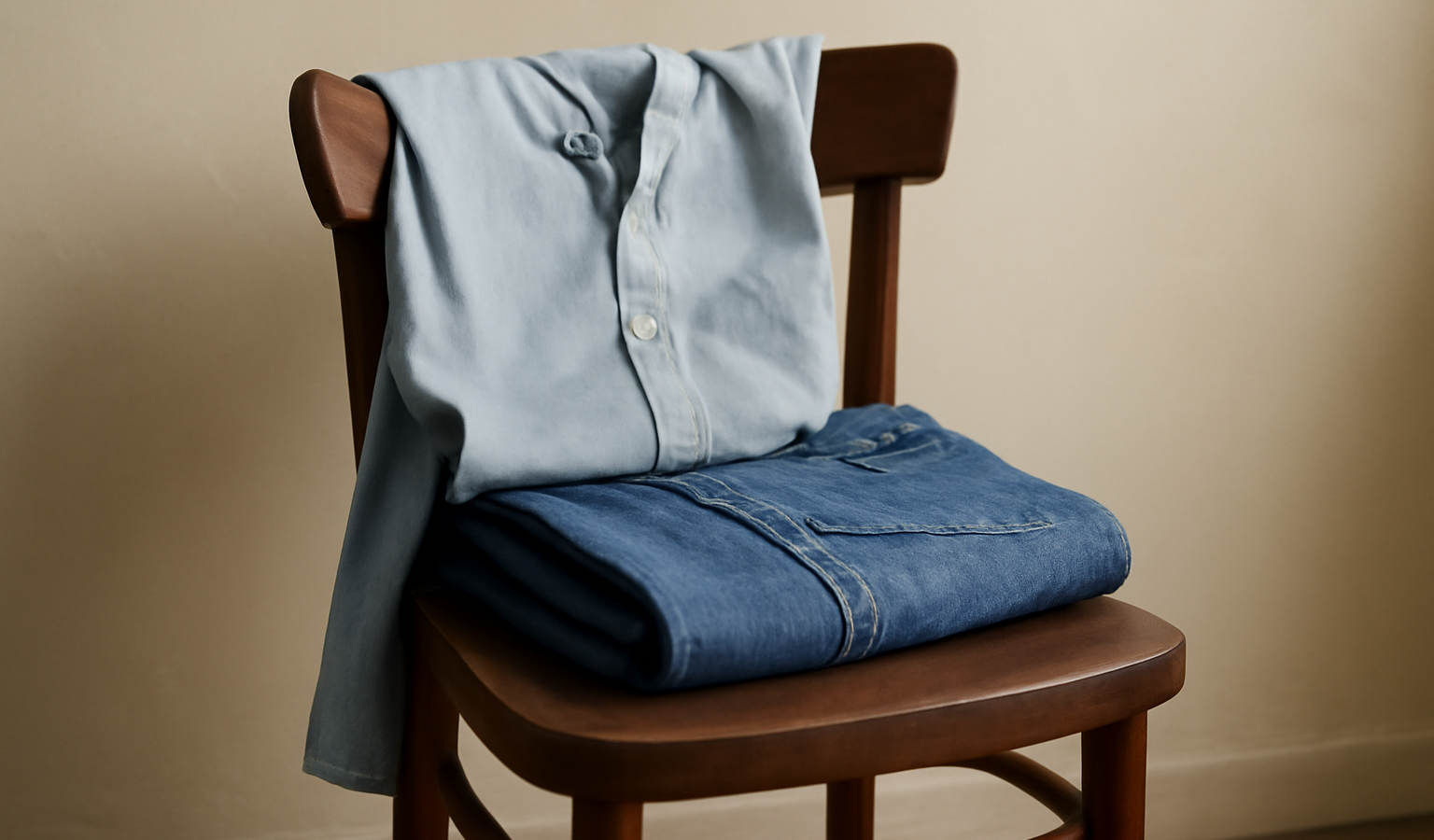 chemise et jean posés sur une chaise