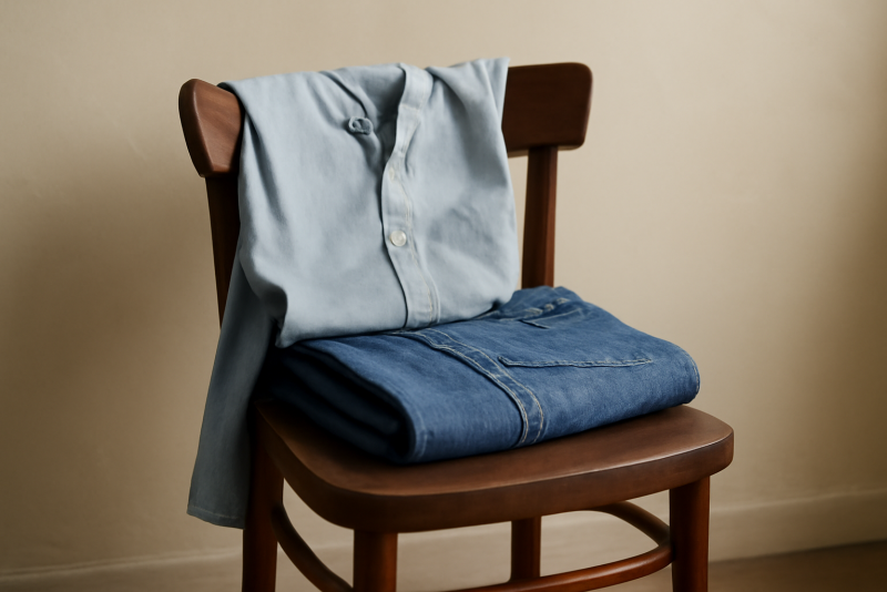 chemise et jean posés sur une chaise