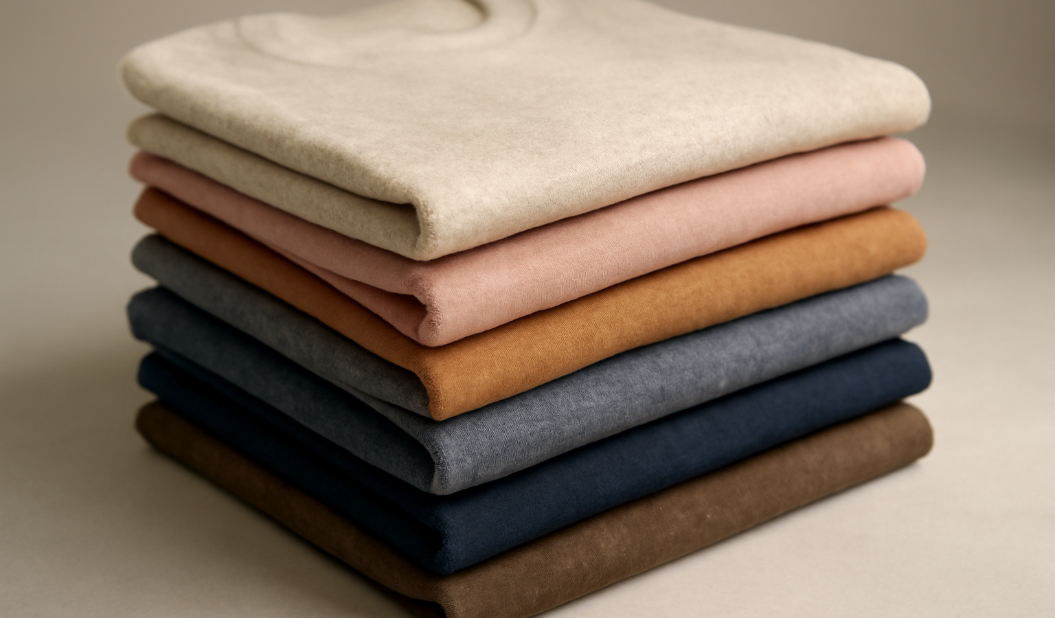 pile de t-shirts en différents tissus
