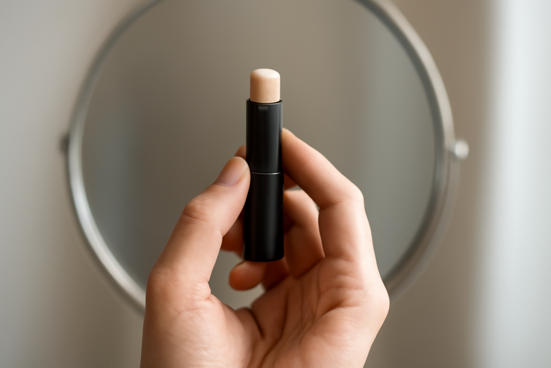 main tenant stick correcteur pres miroir