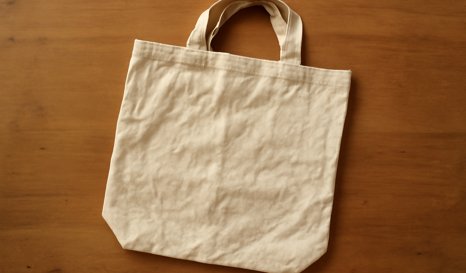 sac en tissu posé sur table prêt à être lavé