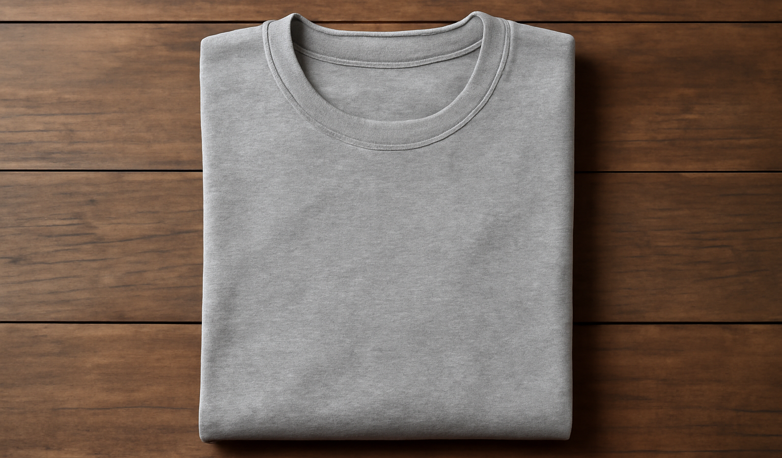 t-shirt posé plié sur table en bois