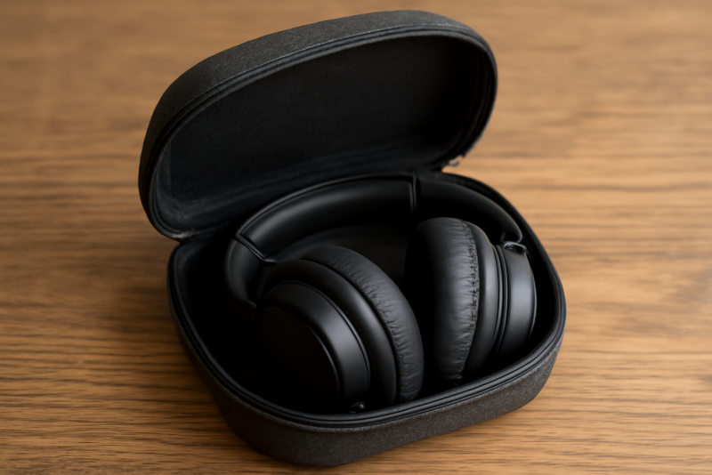 petit sac ouvert avec casque plié