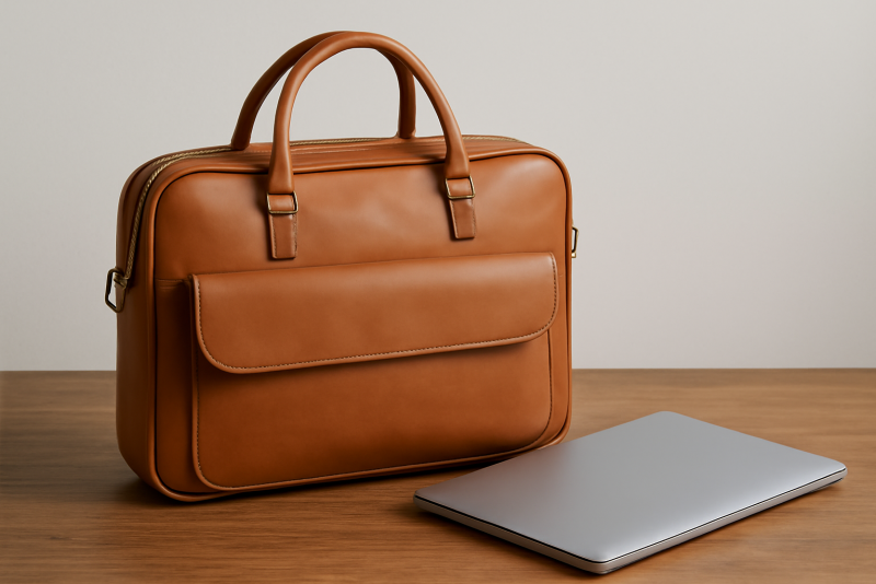 sac semi-structuré posé avec un ordinateur portable