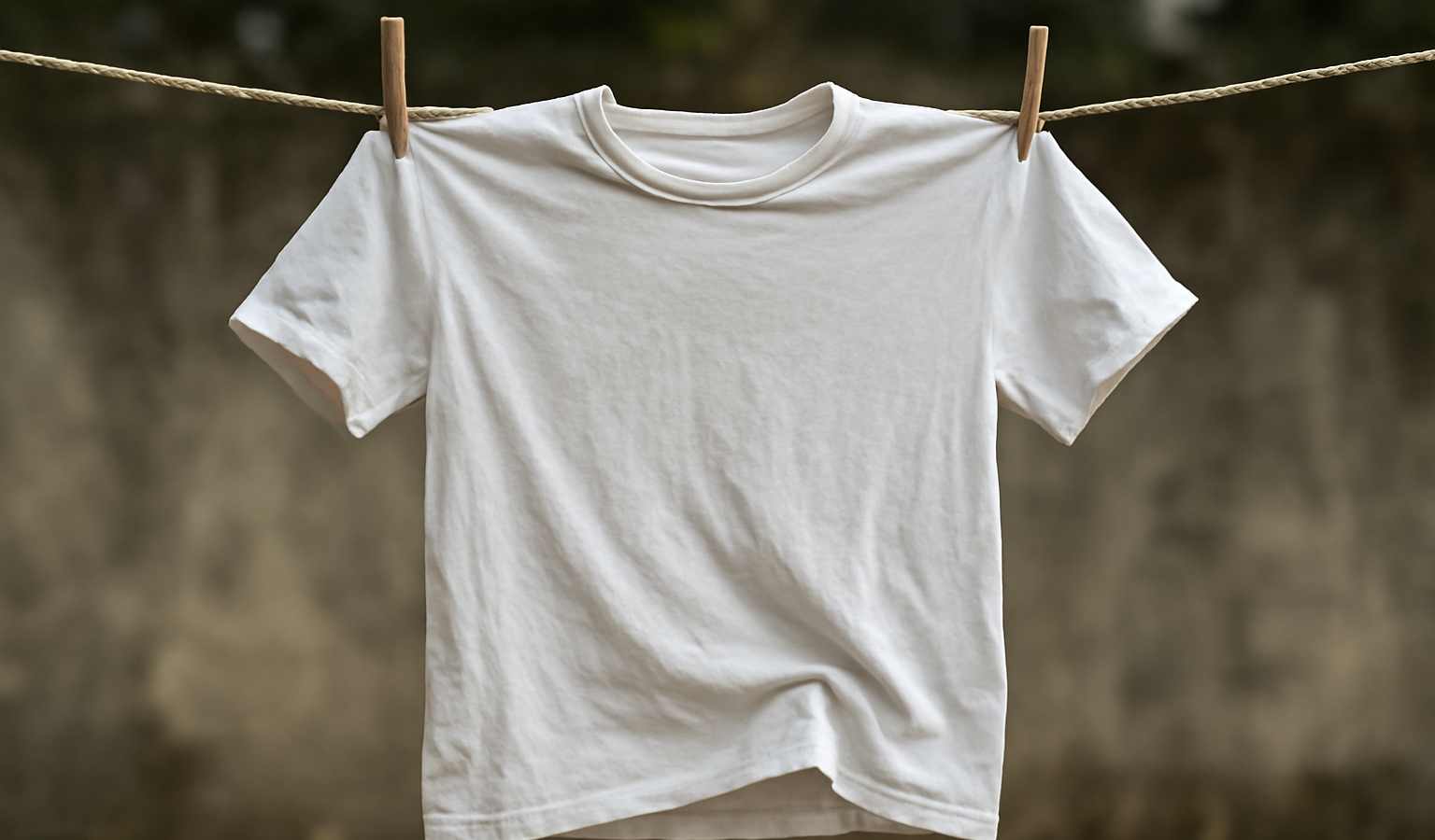 t-shirt étendu déformé sur corde à linge
