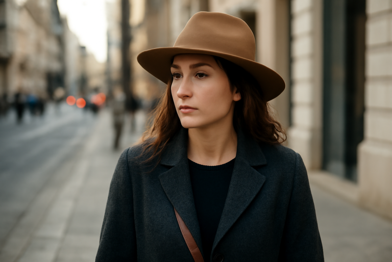 personne portant un chapeau en marchant en ville