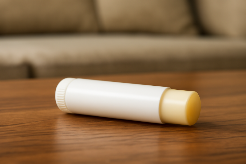 tube de baume posé sur table de café