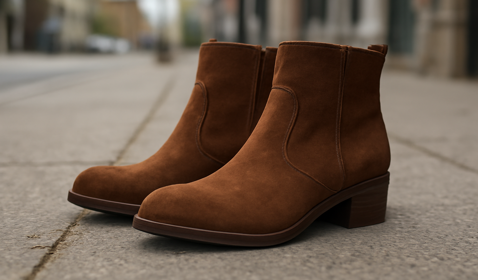 bottines sur un trottoir urbain en gros plan