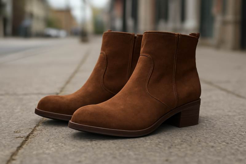 bottines sur un trottoir urbain en gros plan