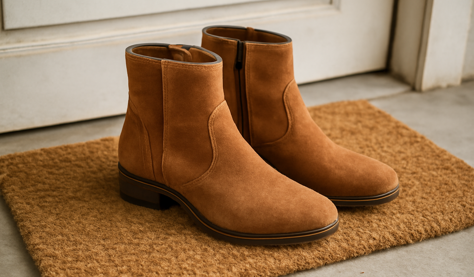 bottines posées sur paillasson