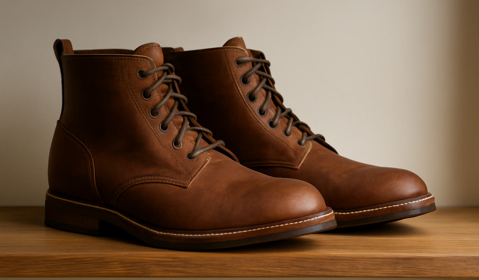 paire de bottines posée sur une étagère