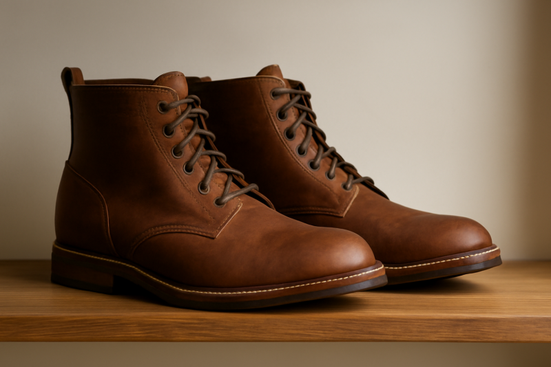 paire de bottines posée sur une étagère