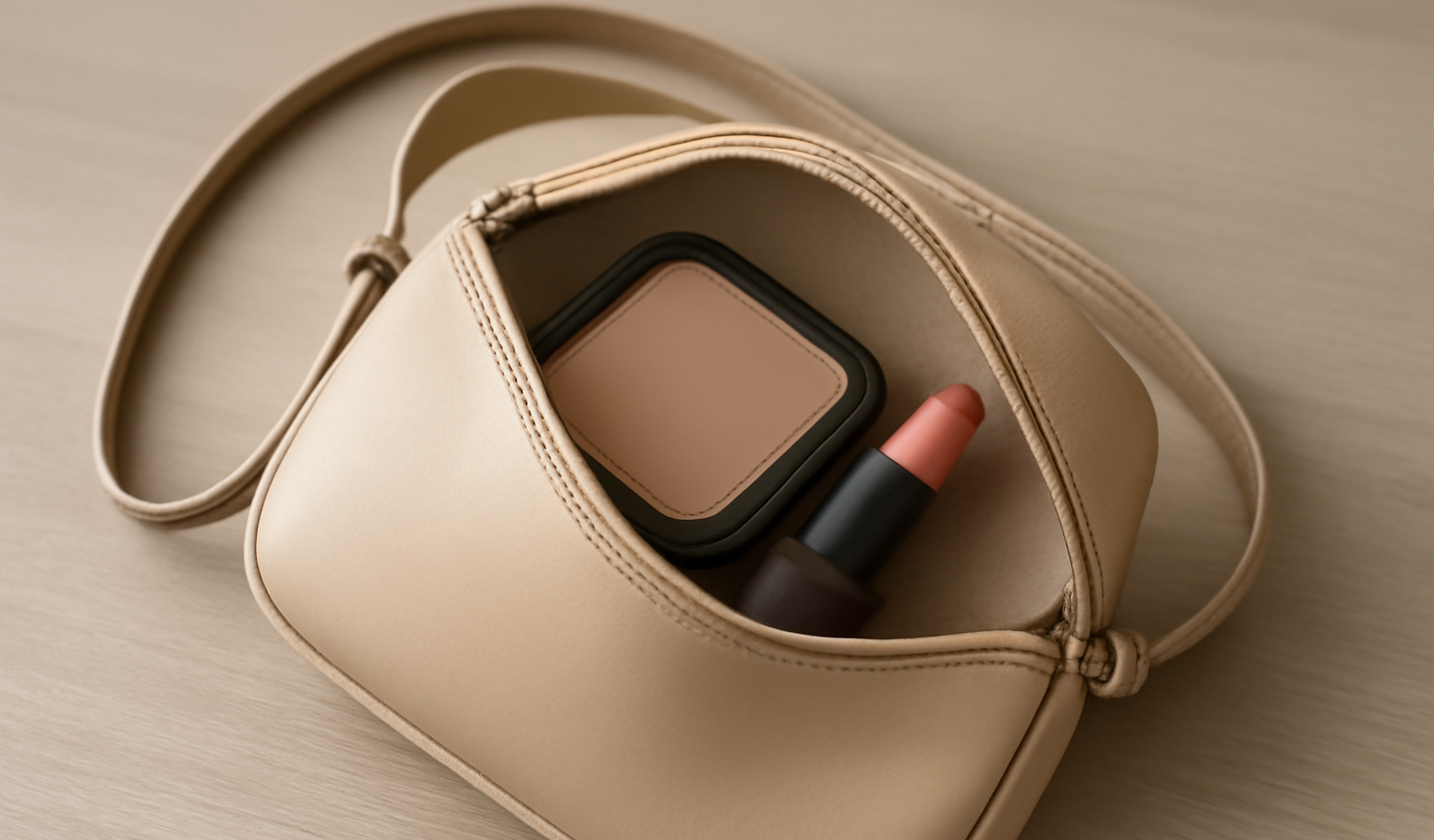 petit etui maquillage dans sac minimaliste