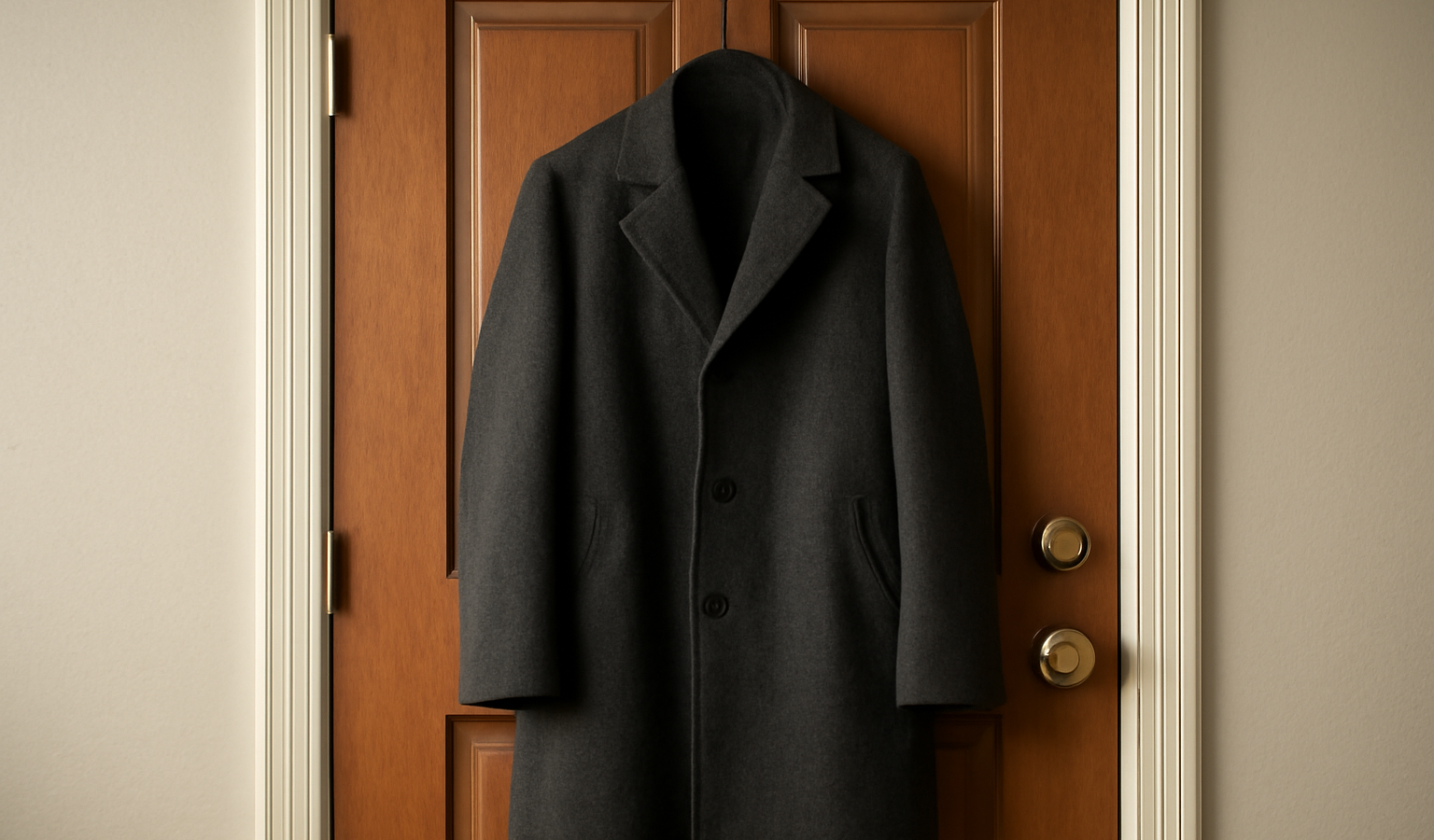 manteau pendu sur porte d'entrée