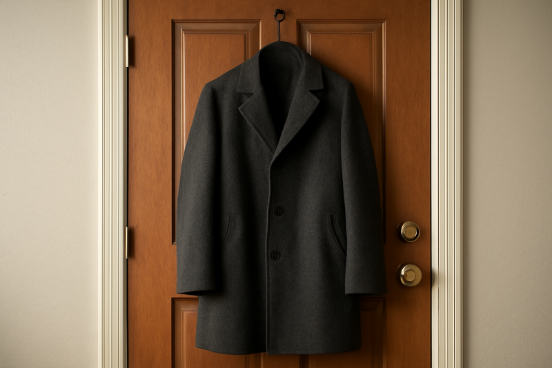 manteau pendu sur porte d'entrée